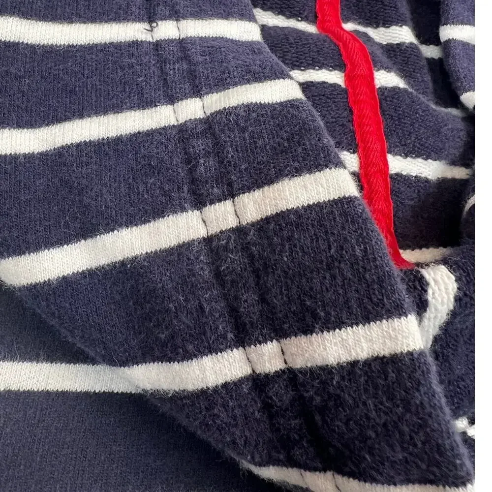 Lauren Ralph Lauren Navy Stripe Half Zip Hoodie Pullover Sweatshirt - L - Picture 8 of 10